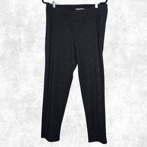 Hope & Harlow Black Houndstooth Stretch Pants L Pull-On Slim Leg Office Goth Alt